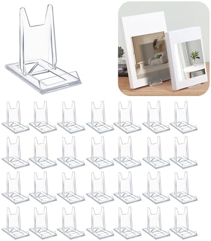 28 Pack Adjustable Acrylic Book Stand for Display, 4.2in H by BoundlesEcho