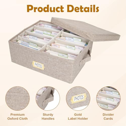 Photo Storage Organizer Box with Dividers(4x6 Photos, Brown) - Image 5