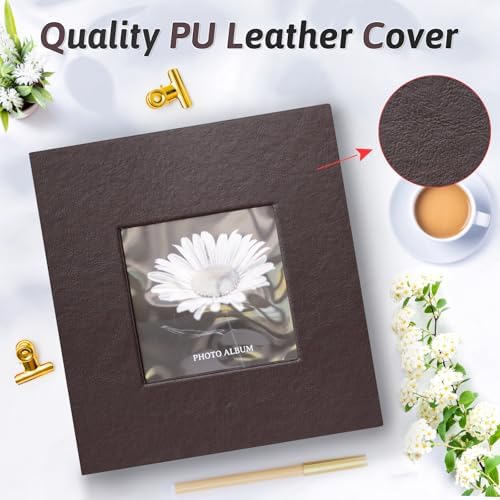 Popotop Photo Album 4x6 100 Photos with Writing Space, Leather Cover Album with Display Picture Window, Photo Book for Wedding Family Baby Gift - Image 2