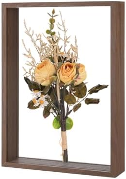 M METERXITY 1-Pack Dried Flower Frame, 8 x 12 Inch Double Acrylic Wooden Dried Flower Photo Floating Frame for Tabletop/DIY/Handicrafts [Coffee] by MMETERXITY