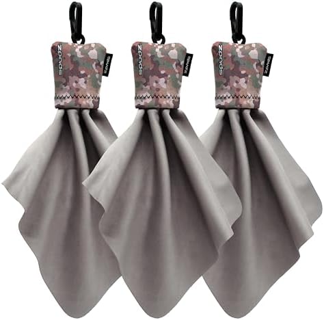 SPUDZ Classic Microfiber Lens Cleaner – Clip-On Pouch, Washable – for Binoculars, Scopes, Glasses, Screens | Classic | Multi-Camo, 6 x 6 Inch (3-Pack) by SPUDZ