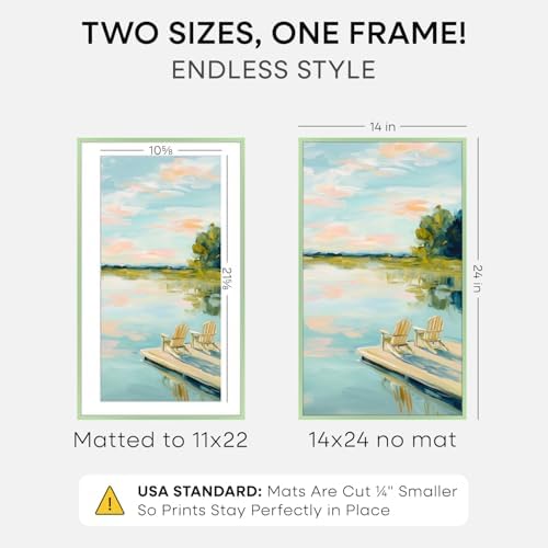 Homeforia 14x24 Green Picture Frame, High-End Metal, 11x22 Mat, Glass - Image 2