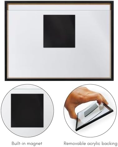 Americanflat 5x7 Magnetic Picture Frames for Refrigirator - Set of 3 - Acrylic Panels with Back Magnet - Use as 4x6 Frame with Mat or 5x7 Photo Without Mat - Magnetic Frames for Locker Decor - Black - Image 4