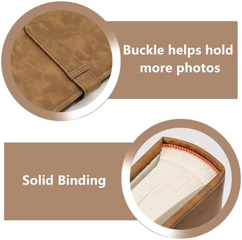 Vienrose Scrapbook Photo Album with Writing Space 12" x 12", Premium DIY Scrapbooking Albums with 100 Pages, Large Photos Book Faux Leather Cover for Wedding Family Baby Travel Graduation, Light Brown - Image 4