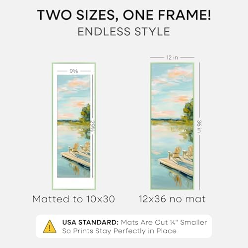 Homeforia 12x36 Green Picture Frame, High-End Metal, 10x30 Mat, Glass - Image 2