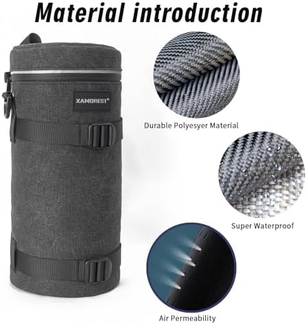 Camera Lens Case Lens Bag Compatible (5.51" x 14.56"(Canvas, Black)) - Image 3