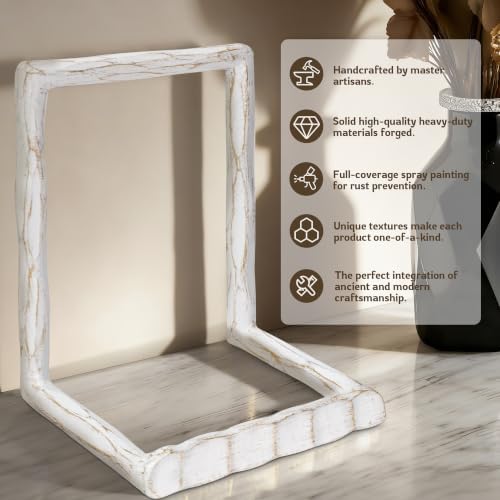 BEGINS Plate Stands for Display Hand-Forged, Solid Vintage 8-Inch Plate Display Stand, Decorative Metal Plate Holder for Book, Platter, Plaque, Photo Frame, Tabletop Art (White) - Image 3