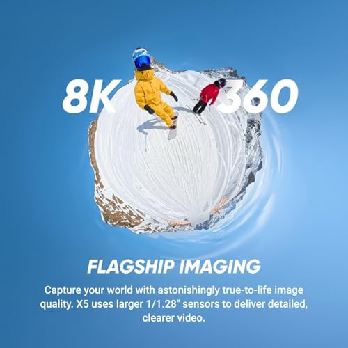 Insta360 X5 Ski Bundle - Waterproof 8K 360 Camera, Invisible Selfie Stick Effect, Leading Low Light, Rugged & Replaceable Lens, 3-Hour Battery, Clear Audio, Stabilization - Image 2