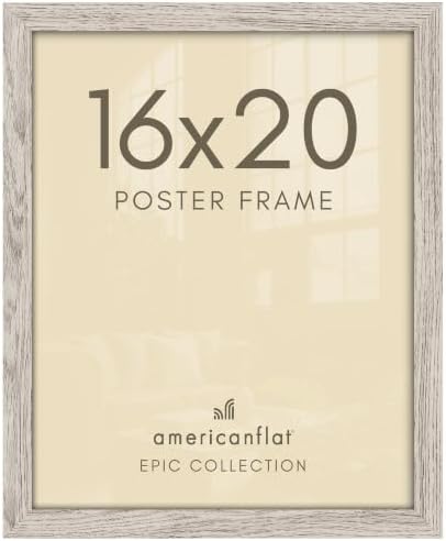 Americanflat 16x20 Poster Frame - Driftwood Engineered Wood with Polished Plexiglass - Wide Picture Frame for Vertical or Horizontal Wall Display - Epic Collection - Driftwood by Americanflat