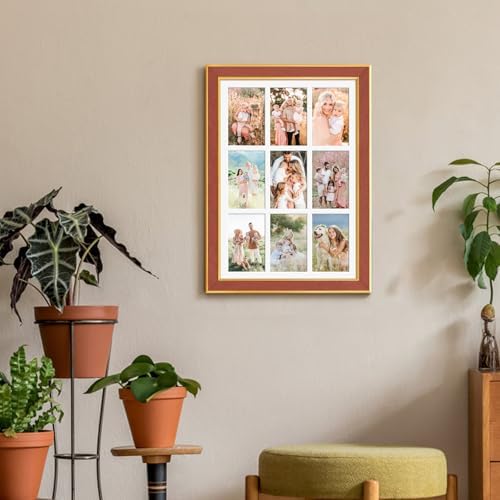 Suede 13.5x19.5 Picture Frame Display 9 Opening 4x6 Picture Frames Collage Wall Decor with Mat,Multi Photo Frame for Plexiglass,Wall Decor,1Pack,Brown - Image 6