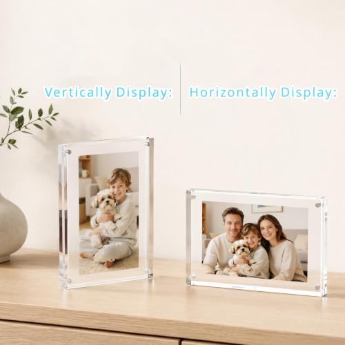Meetu Acrylic Picture Frame 4x6 Tabletop Photo Frame Magnetic Double Sided Frame Free Standing Desktop for Display Document, Certificate, Photograph, Artwork in Office Room - Image 7
