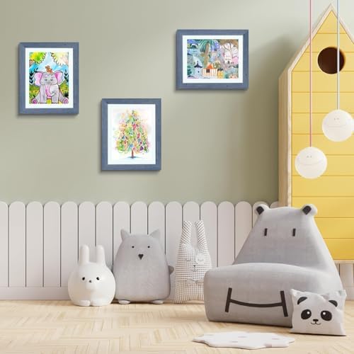 2 Pack 10x12.5 Front-Opening Kids Artwork Frames Changeable (Navy Blue) - Image 6