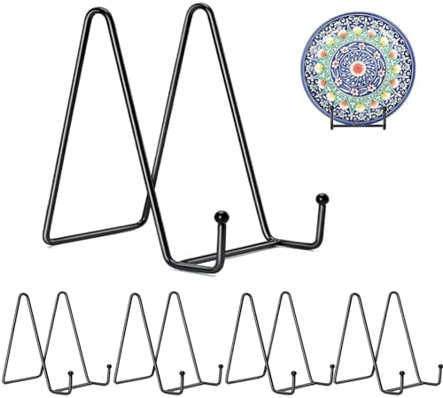 Kruodop 5 Pack Plate Stands for Display, 4 Inch Plate Holder Display Stand, Metal Frame Holder Stands for Book, Pictures, Photo Easel, Tabletop Art by Kruodop