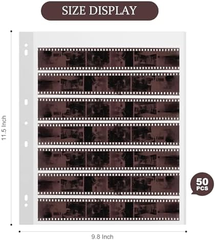 50 Pcs 35mm Film Negative Sleeves Film Negative Storage Album 35mm Size Negative Pages Holds Seven Strips of Six Frames Help You Collect and Organize Film - Image 2