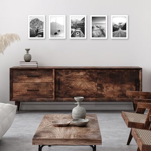 Americanflat 8x12 Picture Frame 5-Pack - Slim Molding - White - Image 4