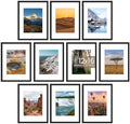 upsimples 12x16 Picture Frame Set of 10, Display Pictures 8.5x11 with Mat or 12x16 Without, Multi Photo Frames Collage for Wall Display, Black by upsimples