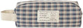 Monolike Unmatched Friends Fabric Check Block Pencil Case, Vintage blue - Aesthetic Gingham Pastel Desk Organizer, Soft Padded Makeup Brush Case, Trendy Minimalist Stationery Pouch by Onlythingsilike