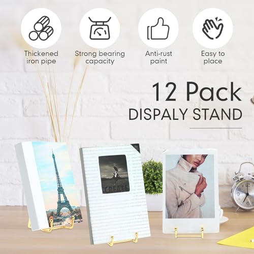 Kenning 12 Pieces Gold Plate Stands Easel Display Holder Metal Book Display Stand Tabletop Picture Frame Holder Photo Square Iron Easel Decorative for Kitchen Office Room Artistic Work(3 Sizes) - Image 6