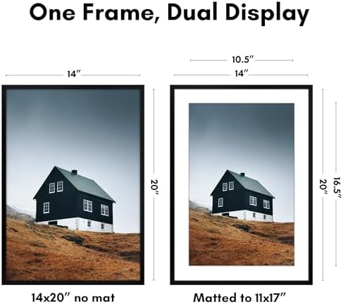 Americanflat 14x20 Poster Frame - Matted to 11x17 - Slim Molding - Black - Image 2