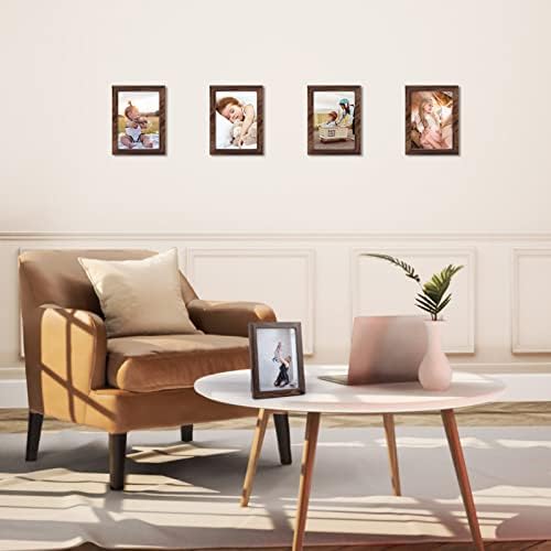 Giftgarden 5x7 Picture Frame Brown Set of 12, Multi Rustic Walnut Wood-Color 5 by 7 Photo Frames Bulk for Wall or Tabletop Display - Image 5