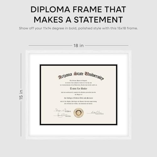 Homeforia 15x18 Black Oak Diploma Frame, High-End Wood, 11x14 Mat, Glass - Image 5