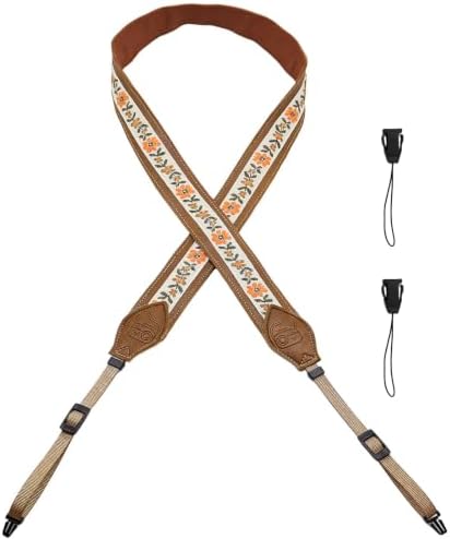 Leather Camera Strap, Quick Release Camera Neck Strap for All Cameras, Retro Jacquard Camera Straps for Photographers - Image 2