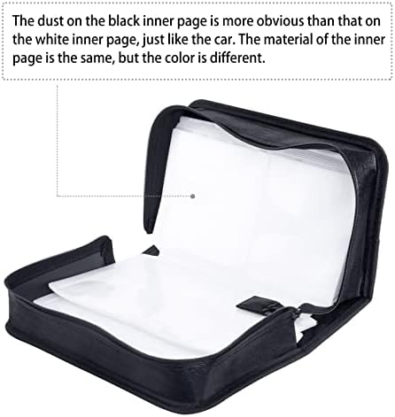 Siveit DVD Case, 128 Capacity CD/DVD Case Wallet Binder Storage Holder Booklet for Car Home Office and Travel (White binder, Black) - Image 3