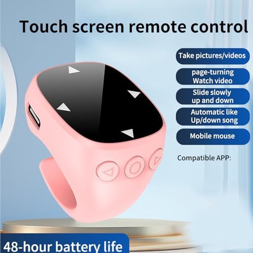 Tangxi Phone Scrolling Ring Remote Control, Wireless Page Turner for Phone Tablet Camera, Bluetooth 5.3 Air Finger Ring Mouse with a Touchpad (Pink) - Image 2