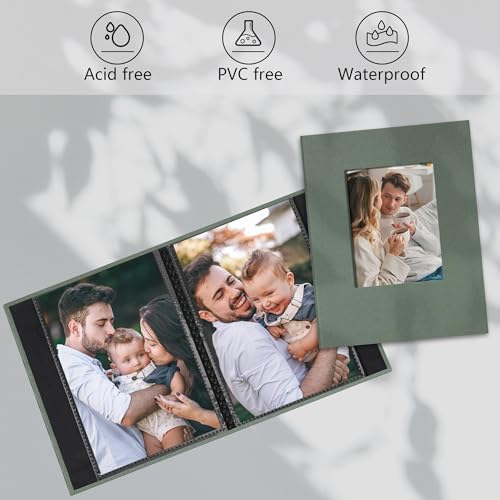 Small 4x6 Photo Album 24 Pockets Linen Cover Gray Green - Image 3