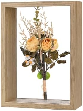 M METERXITY Dried Flower Frame 5x7in Double Acrylic for DIY Wood Color by MMETERXITY