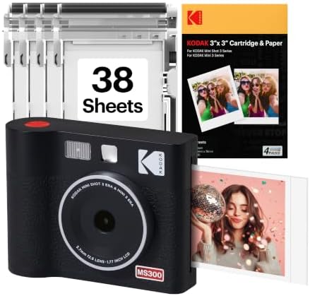 KODAK Mini Shot 3 ERA 3x3 Instant Camera, Photo Printer, 38 Sheet, Black by Unknown