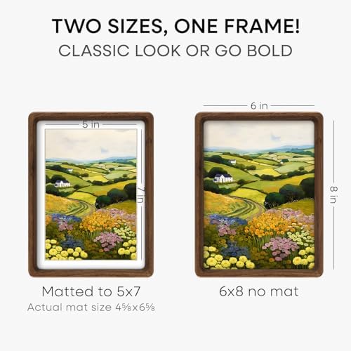 Homeforia 6x8 Mortise&Tenon Walnut Picture Frame, 5x7 Mat, Glass - Image 3