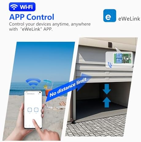DieseRC 2 Channels WiFi Smart Switch, DC 5V 12V 24V 36V Passive Output Relay Module Ewelink APP WiFi Control Compatible with Alexa/Google Home, Inching/Self-Locking Switch - Image 4