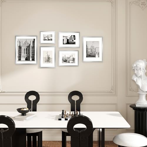 12x16 Picture Frames Set of 6 with Plexiglass, Display Pictures 8.5x11 with Mat or 12x16 Without Mat for Wall Mounting, Silver - Image 4