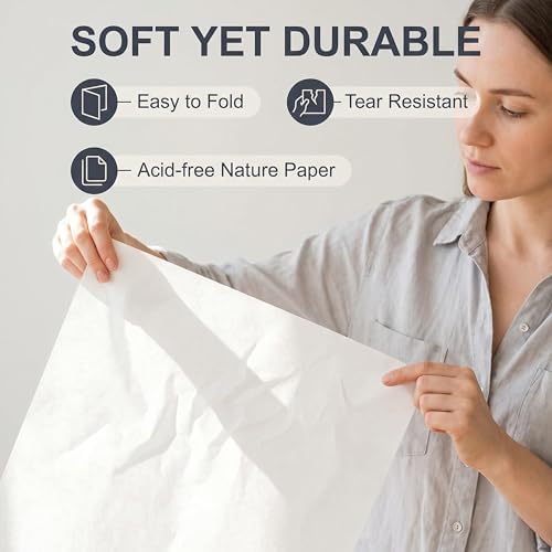 100 Sheets Acid-Free Tissue Paper, 20x13.7in White Archival Tissue Paper Bulk, Acid Free Wrapping Paper for Gift Wrapping, Clothing Storage, Protecting Photos, Crafts & More - Image 3