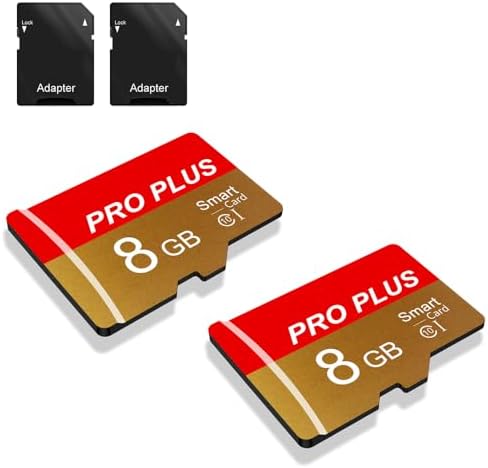 2 Pack TF Card 8GB with Adapter, High Speed Memory Card, UHS-I C10 A1 Memory TF Card for Tablet/Mobile Phone/Camera/Car Audio/Game Console (TF162 Red Gold 8GB) by Bliksem