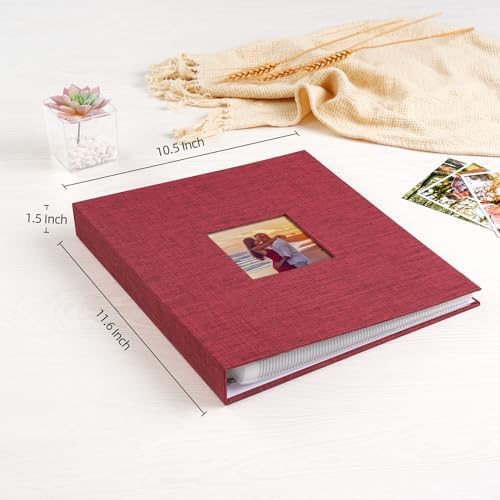 Mublalbum 8.5x11 Inch 3 Ring DIY Scrapbook Photo Album 80 Pages,Red - Image 2
