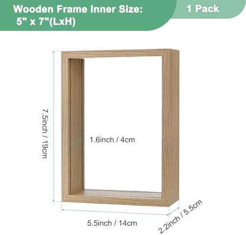 M METERXITY Dried Flower Frame 5x7in Double Acrylic for DIY Wood Color - Image 3