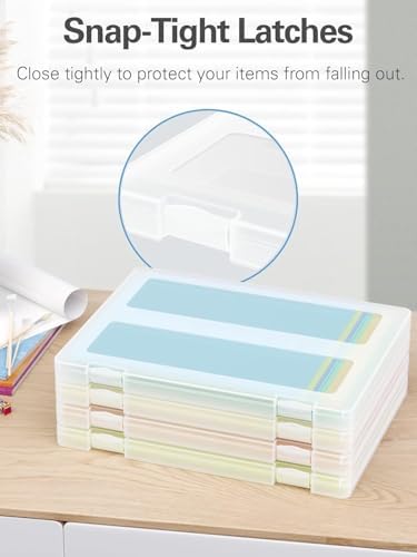 8-Pack A4 Plastic Paper Organizer Box, Scrapbook Storage for 8.5” x 11” Letter Papers, Portable Document Holder, Board Games Art Supplies Sticker Organizers (2 Inner Size) - Image 3