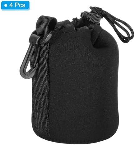 PATIKIL Camera Lens Bag, 4 Pcs 3.3" ID x 5.5" H Drawstring Lens Pouch with Thick Protective Neoprene, Lens Case for DSLR Camera Lens, Water Coffee Cups Black - Image 3