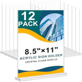 Arrobust Acrylic Sign Holder 8.5 x 11 Inches, 12 Pack Clear Display Table Top Signs Stand, Double Sided Vertical Flyer Holder,Plastic Frames Paper Holder for Stores Home Office Menu Retail Show Fair by Arrobust