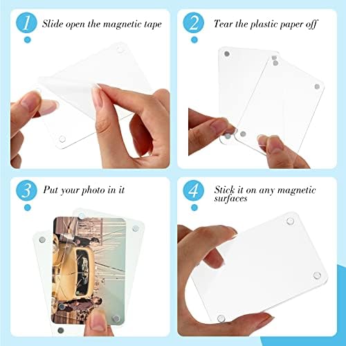 100 Pcs Acrylic Fridge Magnetic Frames for Photos Mini Pictures- Double Sided Clear Fridge Magnetic Frame for Refrigerator Locker Whiteboard Metal Cabinet, Classroom Photo Display (2.36 x 3.54 Inch) - Image 4
