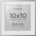 Homeforia 10x10 Silver Picture Frame, High-End Metal, 8x8 Mat, Glass by Homeforia