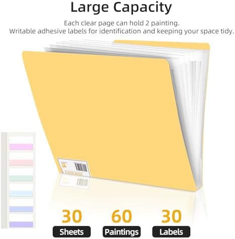 A3 Diamond Painting Storage Book, 60 Views Art Portfolio Presentations Folder with 30 Pages Protectors, 17.3x12.8in Yellow - Image 2