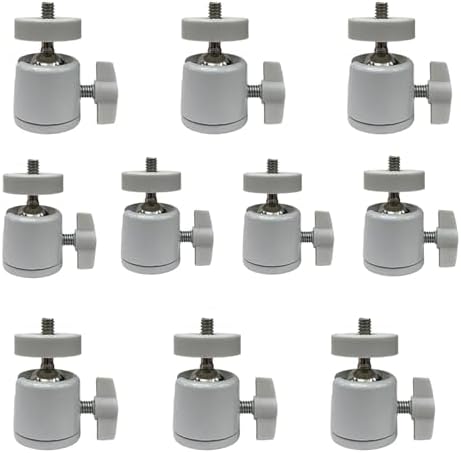 Universal 1/4" Swivel Mini Ball Head Tripod Mount, 360 Degree Rotating Adapter for DSLR Cameras, Tripods, Monopods, Black (white-10 Pack) by NVRTTRR