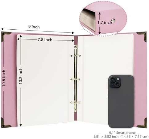 Vienrose 3-Ring Self-Adhesive Photo Album 9x10.6 In, 40 Pages, Pink - Image 6