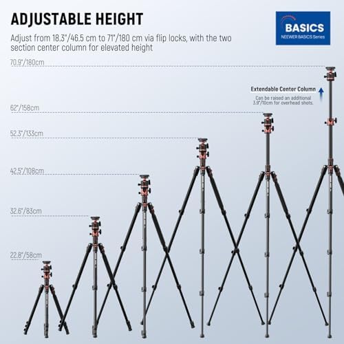 NEEWER Basics 70.9" Camera Tripod Monopod w Center Column/Ball Head, TP16 - Image 2