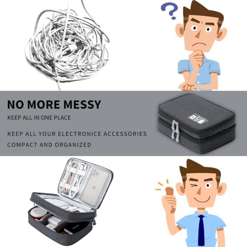 Lanola Custom Personalized Travel Cable Organizer Bag, Electronic Accessories Case Portable Double Layer Cable Storage Bag with DIY Dividers & Custom Photo Text for Men Women (Black) - Image 2