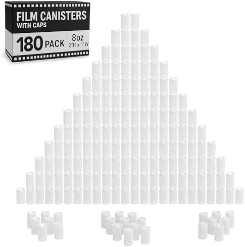 Film Canisters with Caps, Film Canisters, 35mm Case, White, 8oz, 180PK by Houseables