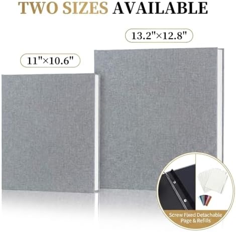 Photo Album Self Adhesive Pages Scrapbook 60 Pages, 11x10.6 Grey - Image 5